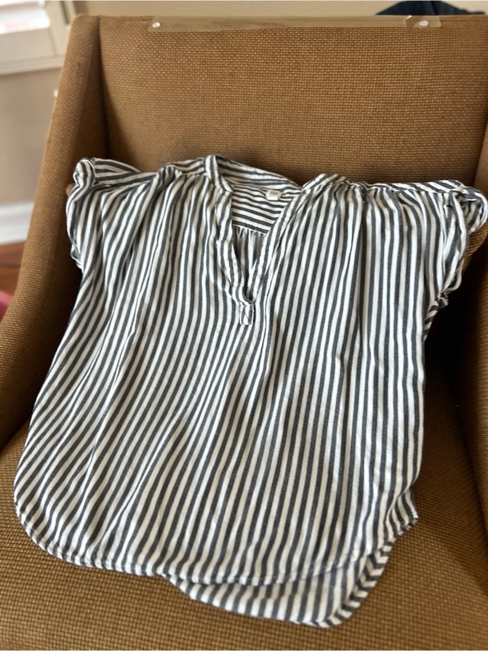 GAP Black & White Striped Short Sleeve Peasant Top